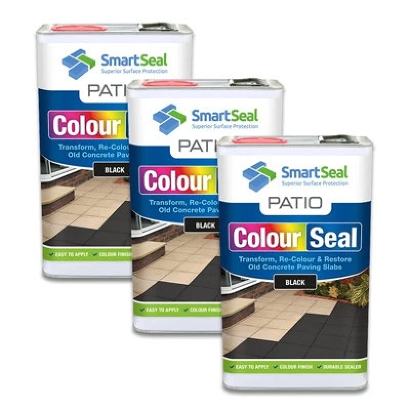 Image of Smartseal Patio Colourseal Black, Seal And Restore Concrete Paving Slabs, Concrete Paint For Patio, 3 X 5L, Black 5.061E+12
