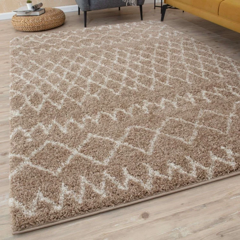 Image of THE RUGS Soft Tangier Shaggy Rugs & Runners Beige & Ivory Living Room Size: 80cm x 300cm Beige Unisex 80cm x 300 cm