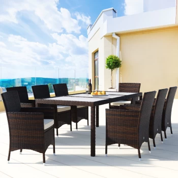 Image of 8 Seat Poly Rattan Garden Dining Set Bali Brown Stackable