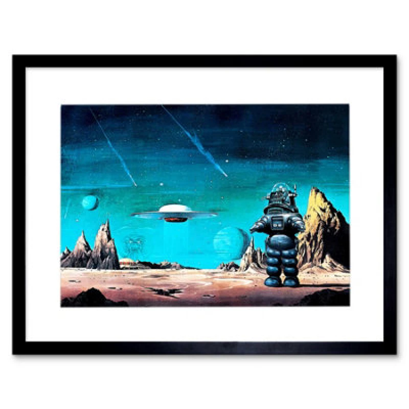 Image of Artery8 Film Robby Robot Forbidden Planet Space Stars 12X16" Framed Wall Art Print