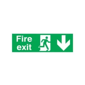 Image of Fire Exit Arrow Down - Rigid Polypropylene - 150mm x 450mm - FFX04211R - Signs&labels