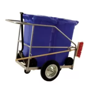 Image of Street Cleaning Barrow with 2 x 120L Red Wheelie Bins, Brush And Shovel