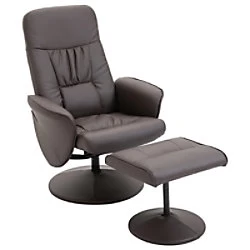 Image of HOMCOM PU Leather Recliner Armchair & Footrest Duo Set Brown Pack of 2