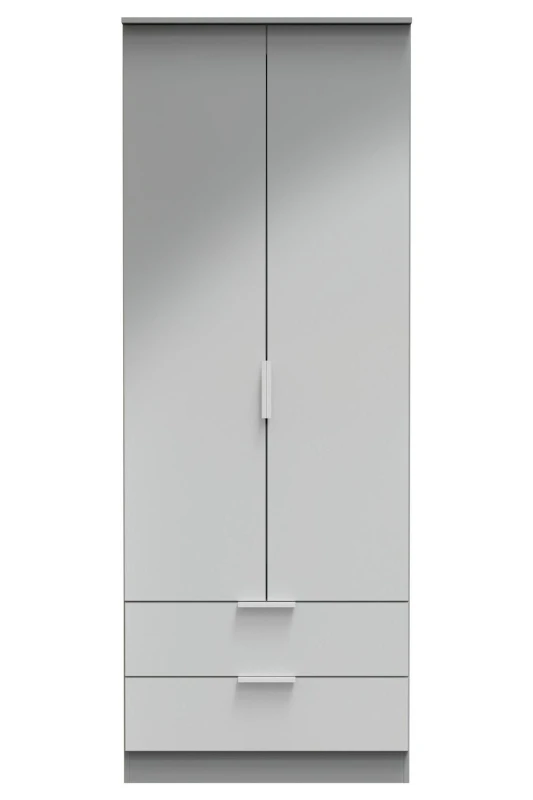 Image of Poole 2 Door 2 Drawer Wardrobe In Uniform Grey & Dusk Grey (Ready Assembled)