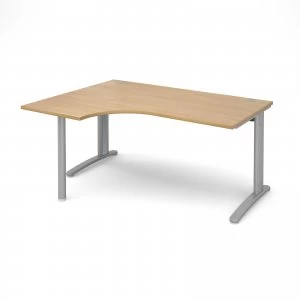 Image of TR10 Left Hand Ergonomic Desk 1600mm - Silver Frame Oak Top