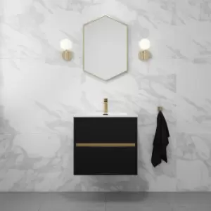 Image of 600mm Black Wall Hung Vanity Unit with Basin - Roxbi
