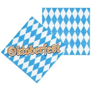 Image of Oktoberfest Blue/White Napkins (Pack Of 12)