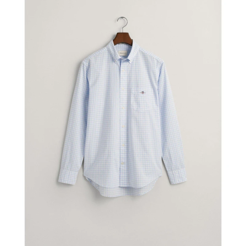 Image of Gant Regular Fit Gingham Poplin Shirt Patterned Shirt - Long Sleeve S Blue 55278320350
