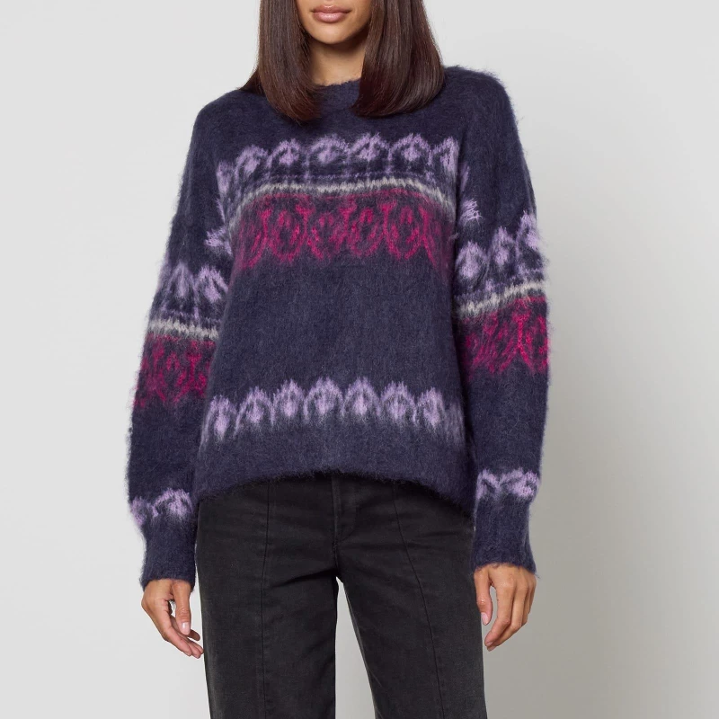 Image of Marant Etoile Dully Intarsia-Knit Sweater Blue female 8