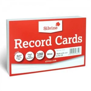 Image of Value Record Cards Ruled Both Sides 8x5in 203x127mm White Pack 100