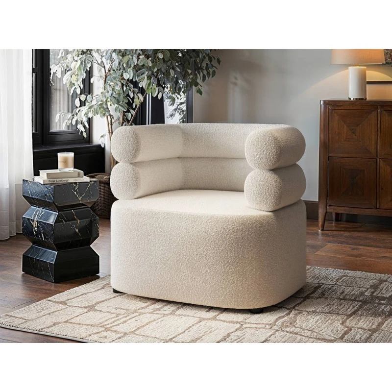 Image of Solace+Co Tova Fabric Accent Chair in Cream Cream Unisex