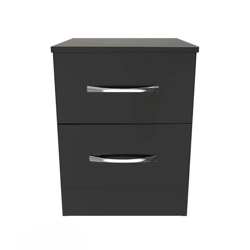 Image of Ready Assembled 2 U Hampshire 2 Drawer Bedside Cabinet (Ready Assembled) in Black Unisex
