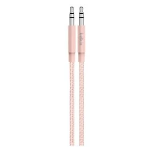 Image of Belkin AV10164BT04-C00 1.25M Braided Tangle Free 3.5MM Audio Cable in Pink
