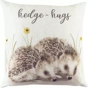 Image of Evans Lichfield Hedgehugs Woodland Cushion Cover (One Size) (Brown/Yellow/Off White)