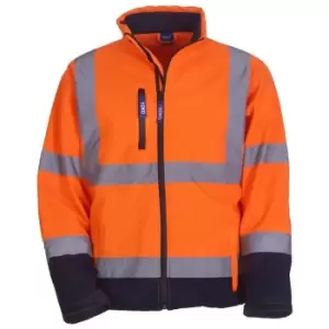 Image of Yoko Mens Hi-Vis Sofshell Jacket (Pack of 2) (L) (Hi Vis Orange/Navy)