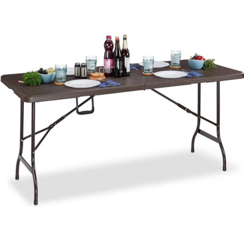 Image of Gr8 Garden Wooden Effect 6ft Heavy Duty Folding Table Brown