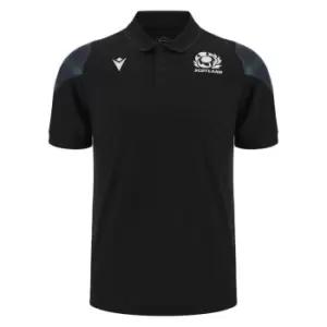 Image of Macron Scotland Rugby 6 Nations Travel Polo 2023 2024 Adults - Black