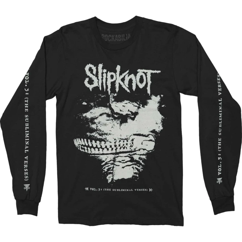 Image of Slipknot Mens Subliminal Verses Back Print Long-Sleeved T-Shirt in Black Size: Large Black Male L