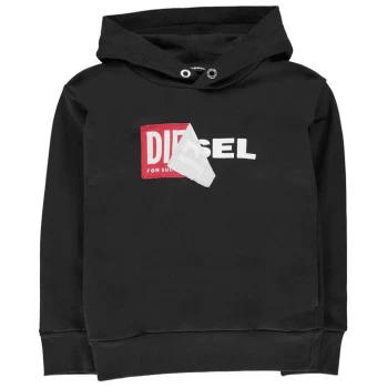 Image of Diesel Salby Peel Hooded Logo Sweatshirt - Black