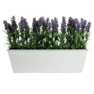 Image of GreenBrokers Artificial Lavender Plant in White Window Box 45cm