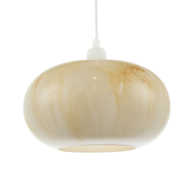 Image of Happy Homewares Amber Tinted Alabaster Glass Pendant Shade with Marble Effect Finish Amber Unisex