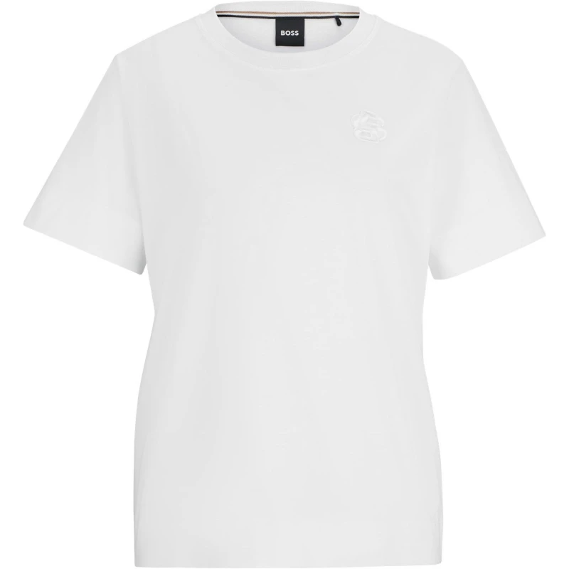 Image of Boss Womens Elphi Cotton Short Sleeve Oversized Fit T-Shirt White 100 female XS