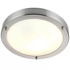 Image of IP44 Outdoor Dimmable Bulkhead Light Satin Nickel Bathroom Flush Ceiling Lamp