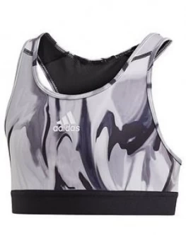 Image of Adidas Girls Ask A.R. Aop Bra - Grey