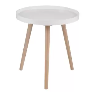 Image of Pacari Natural Pine Wooden Leg Round Side Table Blush