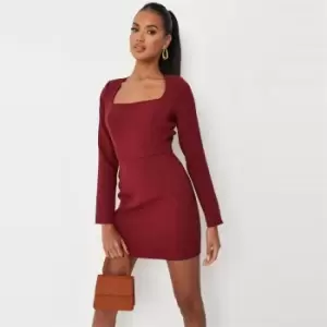 Image of Missguided Back Long Slv Mini Dress - Red