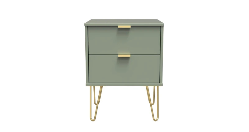 Image of Fuji 2 Drawer Bedside Cabinet In Reed Green (Ready Assembled)