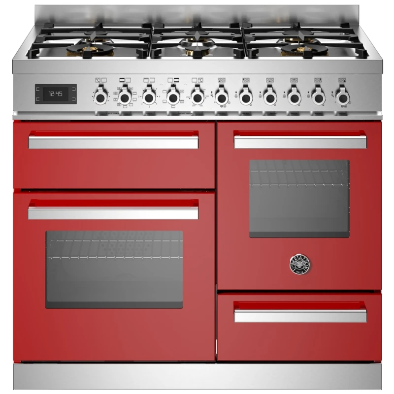Image of Bertazzoni PRO106L3EROT 100cm Professional XG Dual Fuel Range Cooker - RED PRO106L3EROT