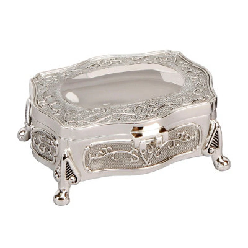 Image of Sophia Silver Plated Trinket Box - Oblong With Feet