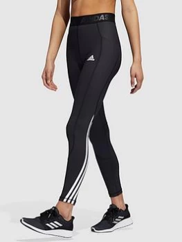Image of adidas Tech-Fit Heat.Ready 3 Stripe Leggings - Black, Size L, Women