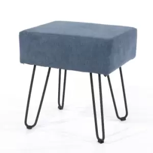 Image of Core Products Blue Fabric Rectangular Stool With Black Metal Legs
