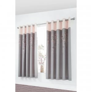 Image of Embroidered Blossom Lined Eyelet Curtains