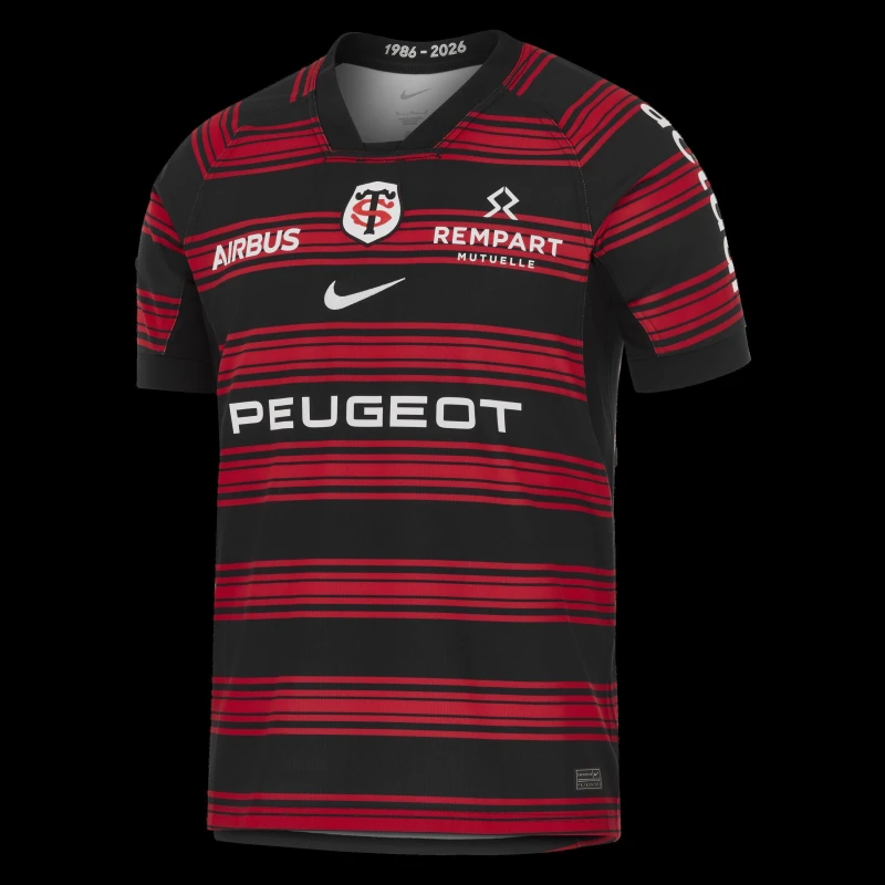 Image of Nike Stade Toulousain Home Shirt 2025 2026 Mens Blk/Uni Red/Wht male S