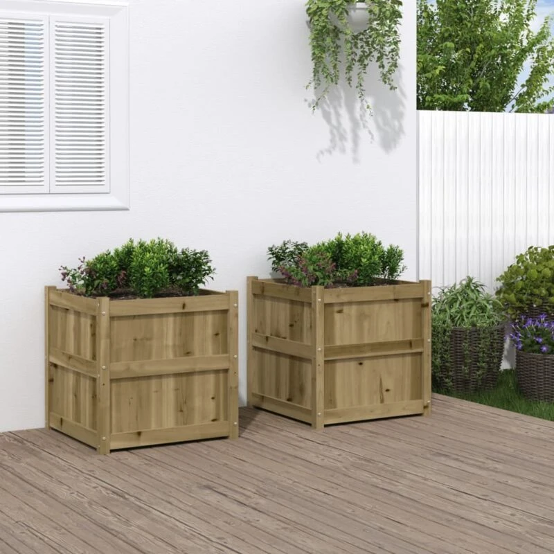 Image of vidaXL Garden Planters 2 pcs Impregnated Wood Pine, Brown 837433