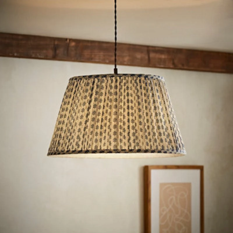 Image of Valuelights Grange Large Blue Floral Pleated Lamp Shade