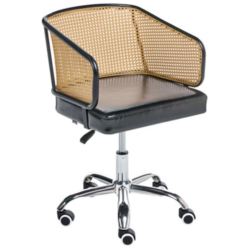 Image of Beliani Desk Chair Swivel Tucson Faux Leather Black