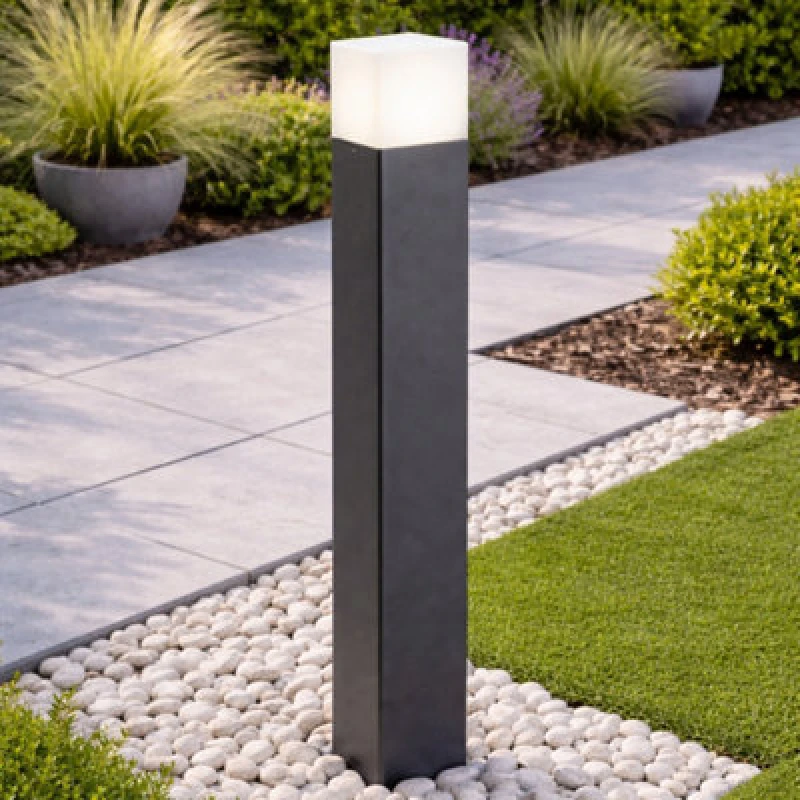 Image of CGC Lighting 'Amara' Dark Grey & White Square Outdoor Large Post Light Dark Grey unisex