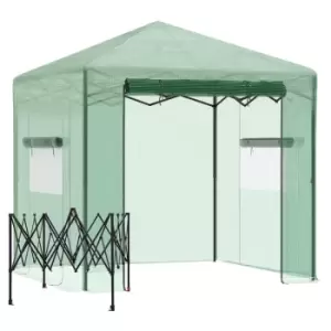 Image of Outsunny Portable Pop-up Walk in Greenhouse w/ Door Windows 2.4 x 1.8 x 2.4m - Green