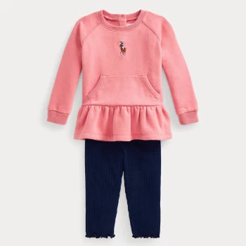Image of Ralph Lauren Girls Top and Legging Set - Desert Rose - 9 Months