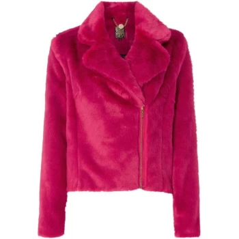 Image of Biba Faux fur biker jacket - Pink