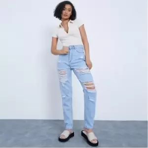 Image of I Saw It First Distressed Mom Jeans - Blue
