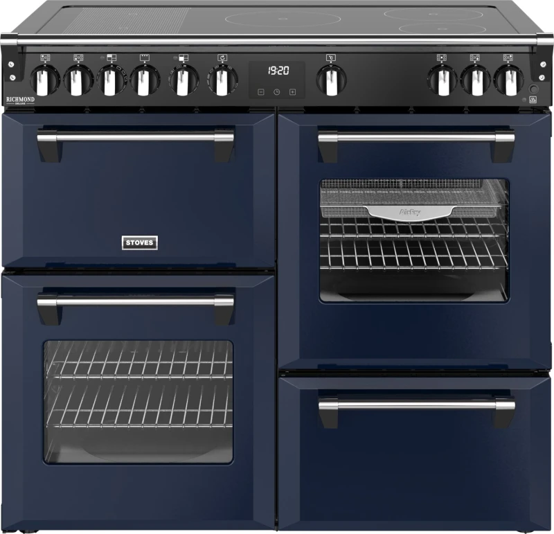 Image of Stoves Richmond Deluxe 100Ei 100cm wide Electric Range Cooker with Induction Hob - Midnight Blue - A Rated