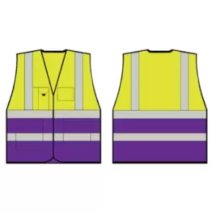 Image of B-Seen TWO TONE EXECUTIVE WAISTCOAT SAT YELLOW/PURPLE SML
