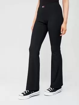 Image of Tommy Jeans Badge Low Rise Flare Legging - Black, Size XS, Women