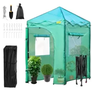 Image of VEVOR Walk-in Greenhouse, 6'x 4'x 8' Portable Pop-Up Green House, Set Up in Minutes, High Strength PE Cover with Doors & Windows and Powder-Coated Ste