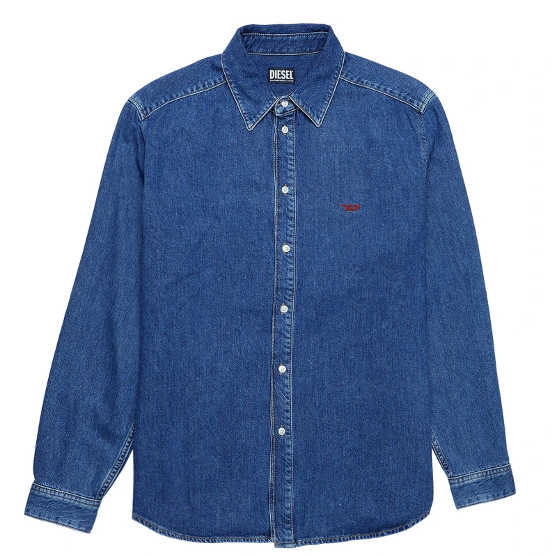 Image of Diesel Long Sleeve Denim Shirt - Blue Blue XS